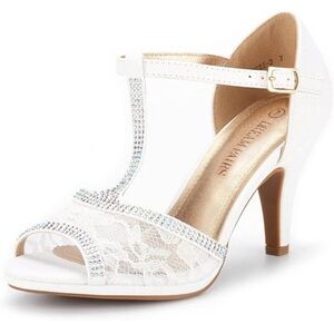 Elegant White Heels with Rhinestone Detailing